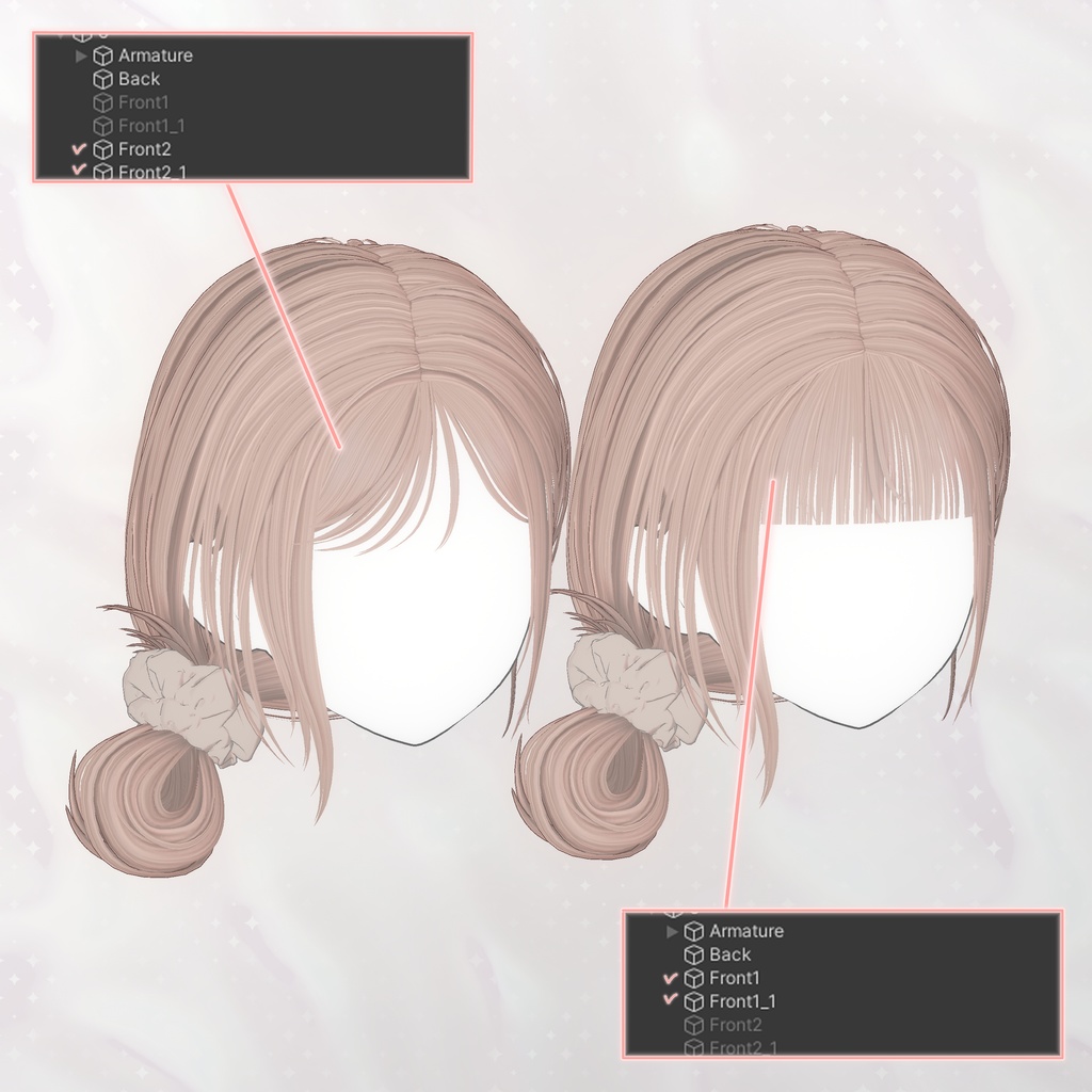 【8Avatars】 Loose side bun hair