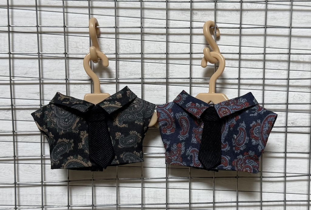 ネクタイ付きペイズリーシャツ【10cm ぬい服】