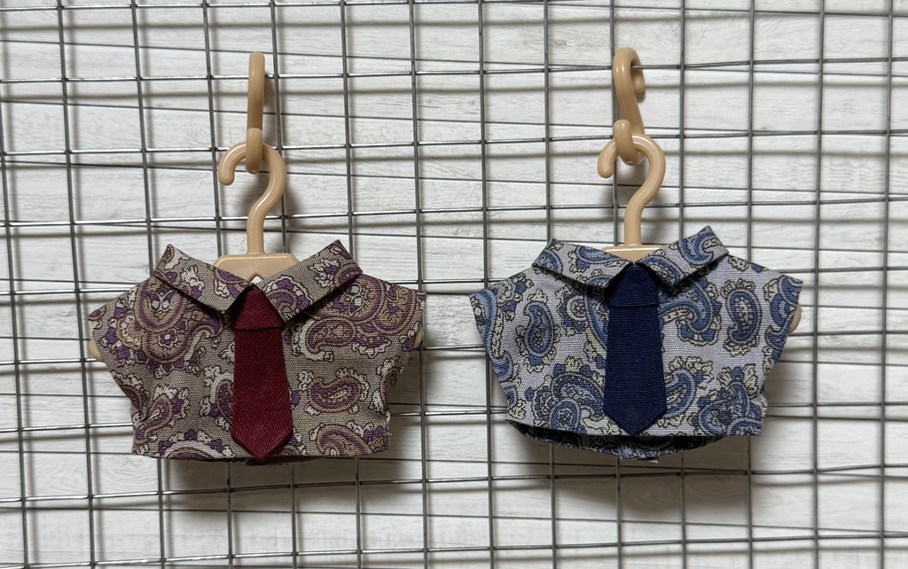 ネクタイ付きペイズリーシャツ②【10cm ぬい服】