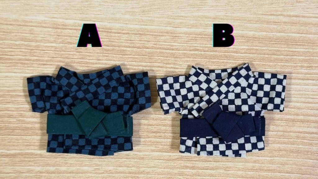 浴衣セット(市松模様)【10cm ぬい服】