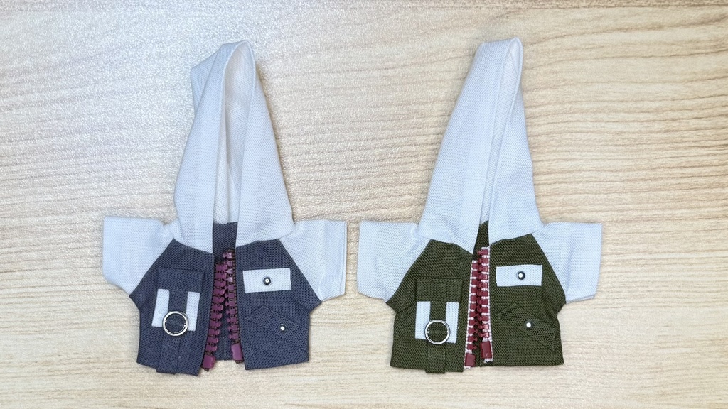 ツートーンジャケット(濃いグレー/カーキー)【10cm ぬい服】