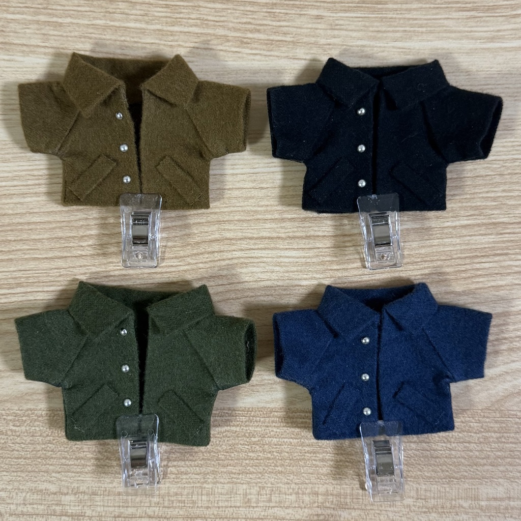 無地コート　茶/黒/緑/紺【10cm ぬい服】