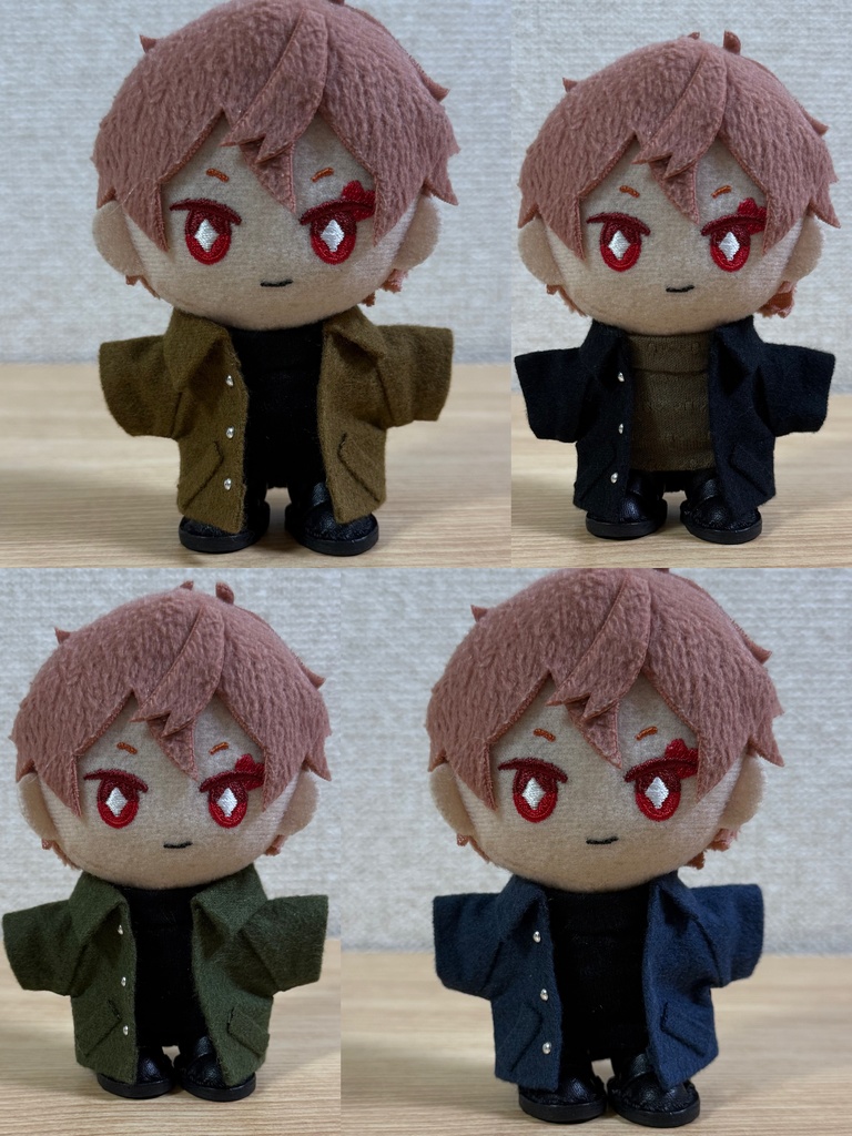 無地コート 茶/黒/緑/紺【10cm ぬい服】