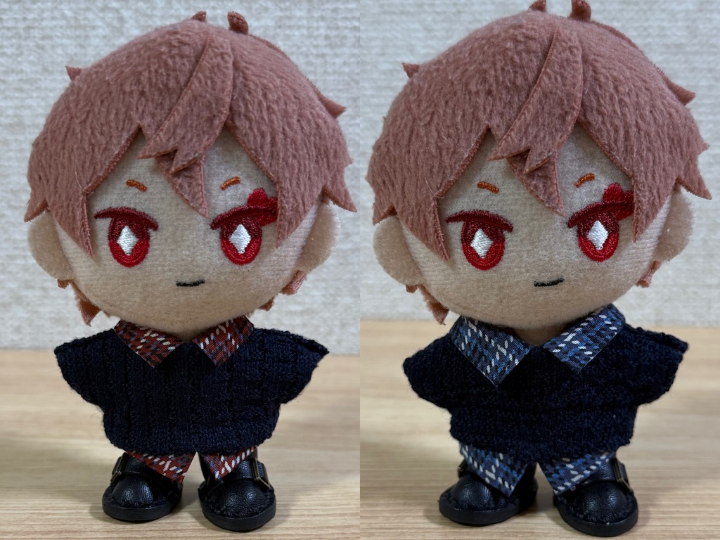 重ね着風ニット(ネイビー)【10cm ぬい服】