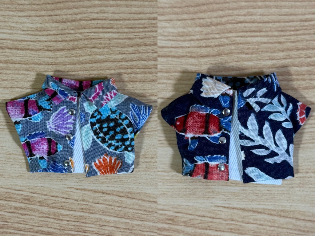 前開きシャツ（簡易インナー付き）海柄【10cm ぬい服】