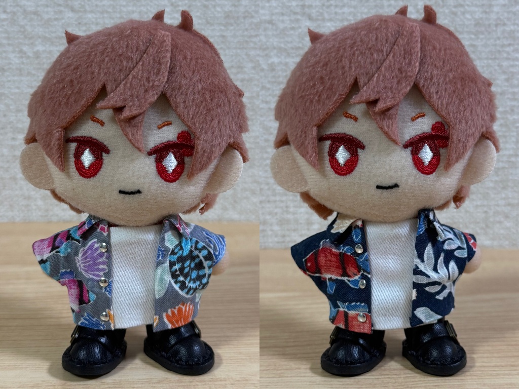 前開きシャツ(簡易インナー付き)海柄【10cm ぬい服】