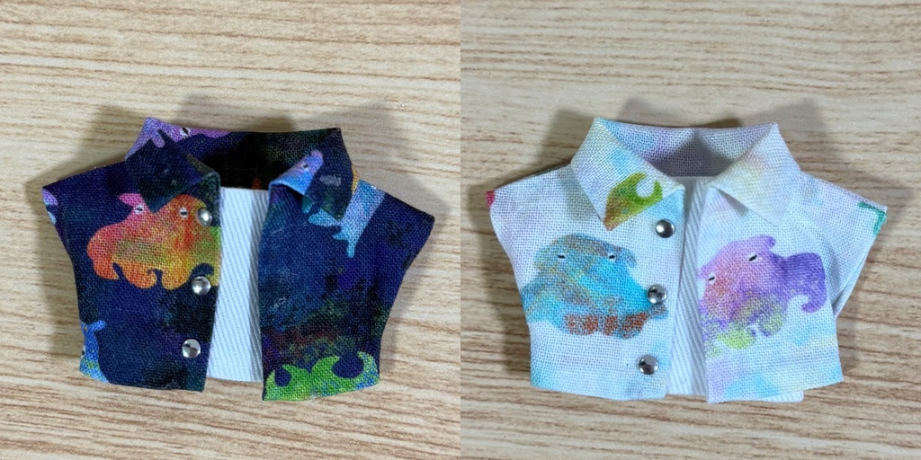 前開きシャツ(簡易インナー付き)メンダコ柄【10cm ぬい服】