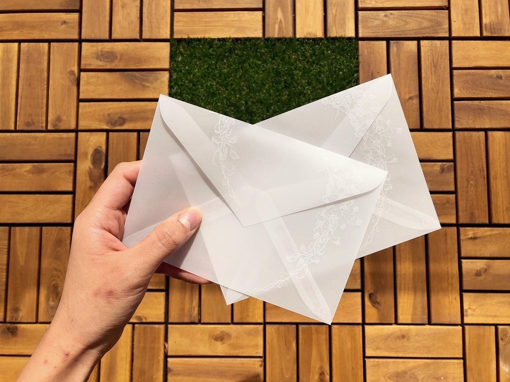 半透明の手紙と便箋のセット2種