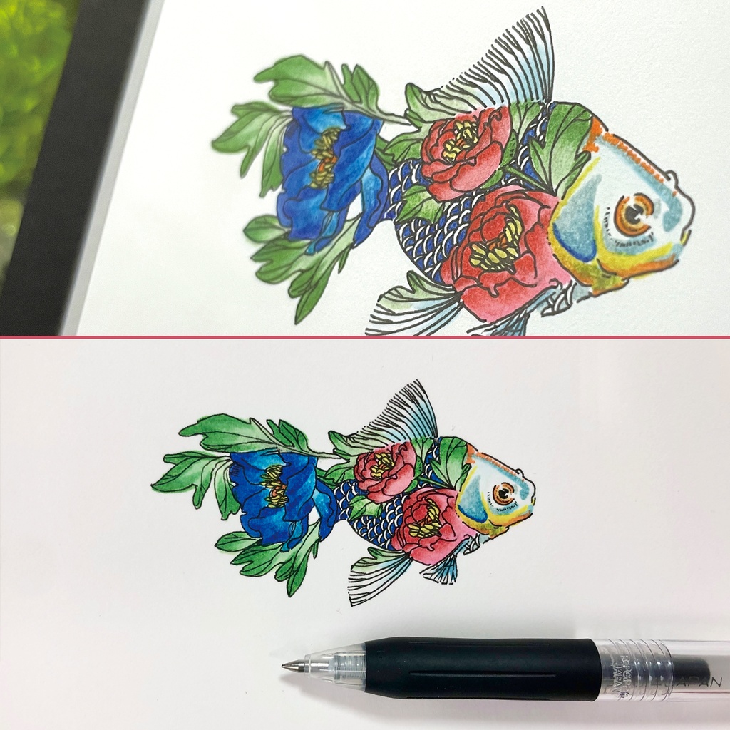 浮世絵を着る金魚/ミニ原画