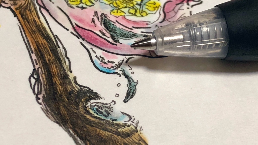 原画「朝露に泳ぐ」