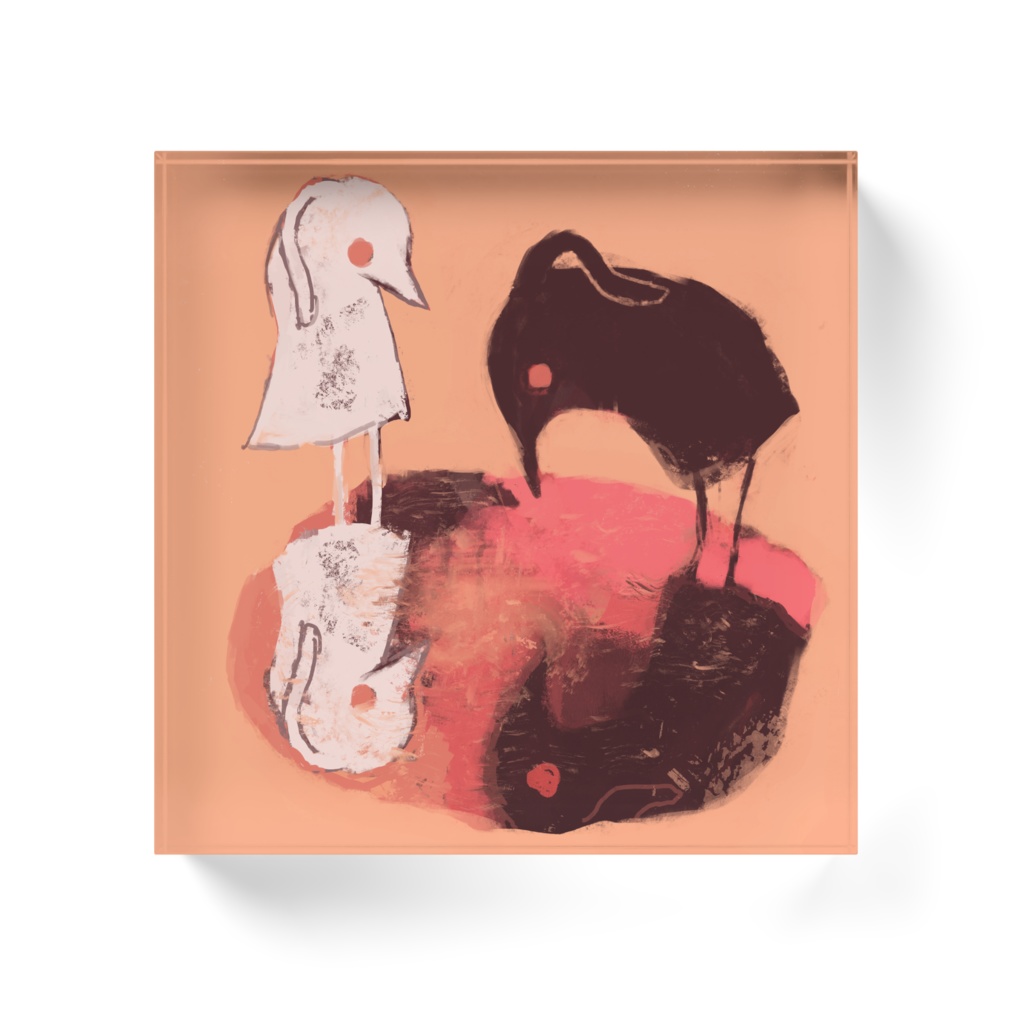 水たまりを覗くアクリルブロック