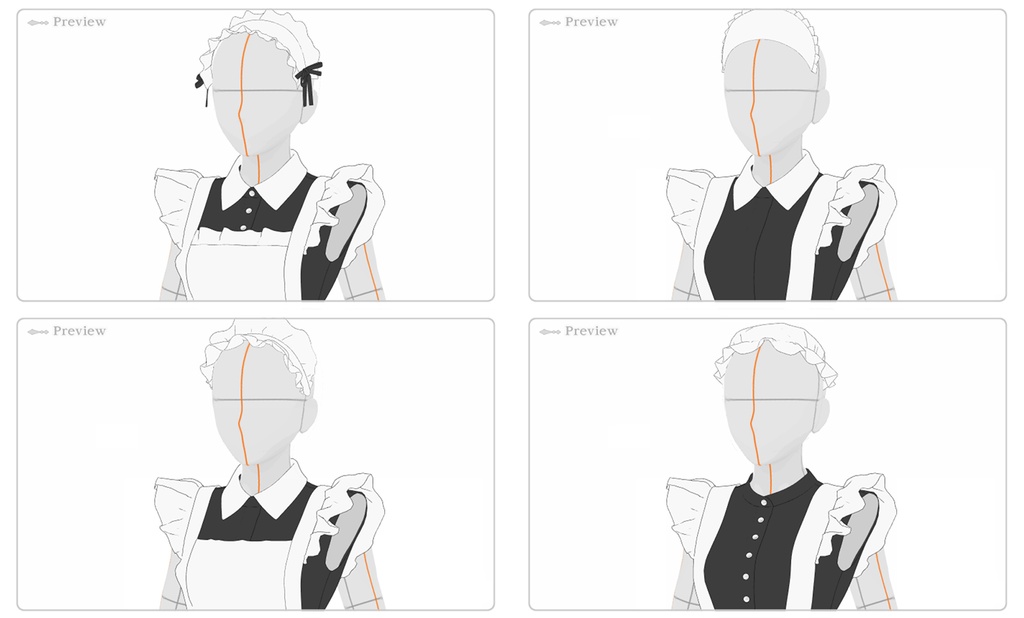 メイド用のヘッドピースとトップス【cs3o】