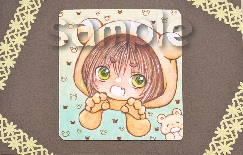 🆕【フレームレス原画】がおがおクマさん