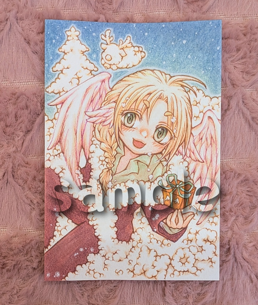🆕【フレームレス原画】天使のサンタクロース