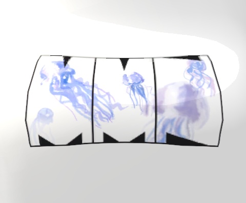 クラゲTシャツ&レザースカート