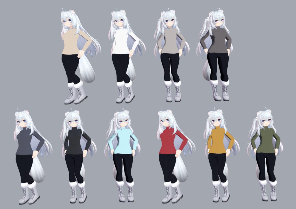 狐雪向け タートルネックTシャツ