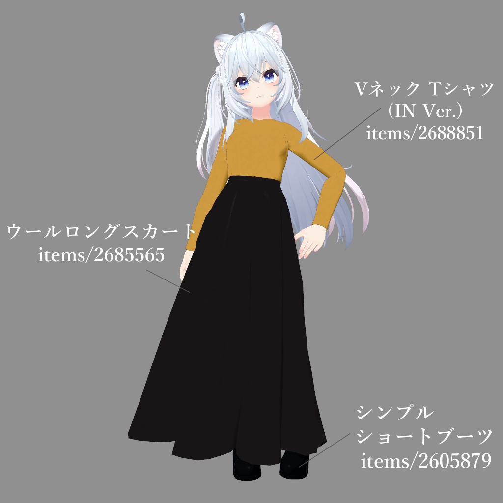 狐雪向け VネックTシャツ