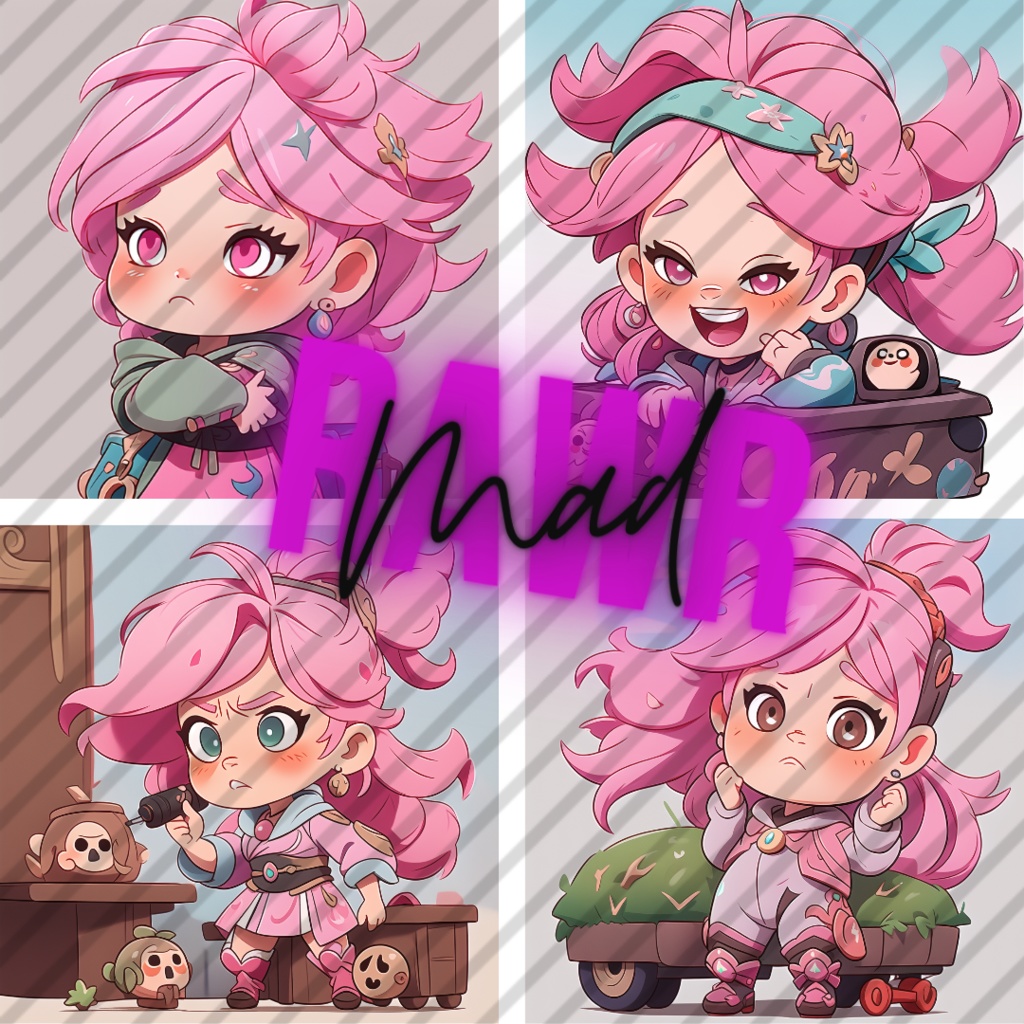 Kawaii Pink Haired Twitch Emoji's ♥