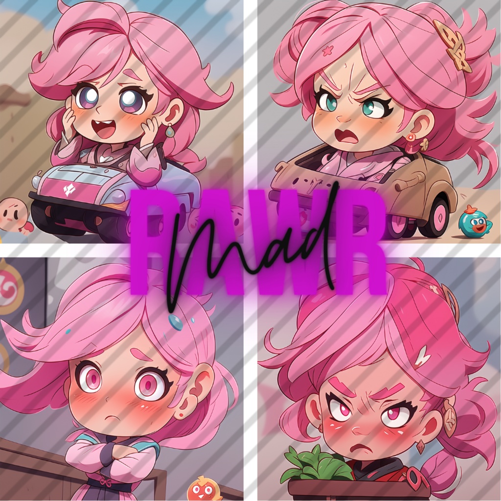Kawaii Pink Haired Twitch Emoji's ♥
