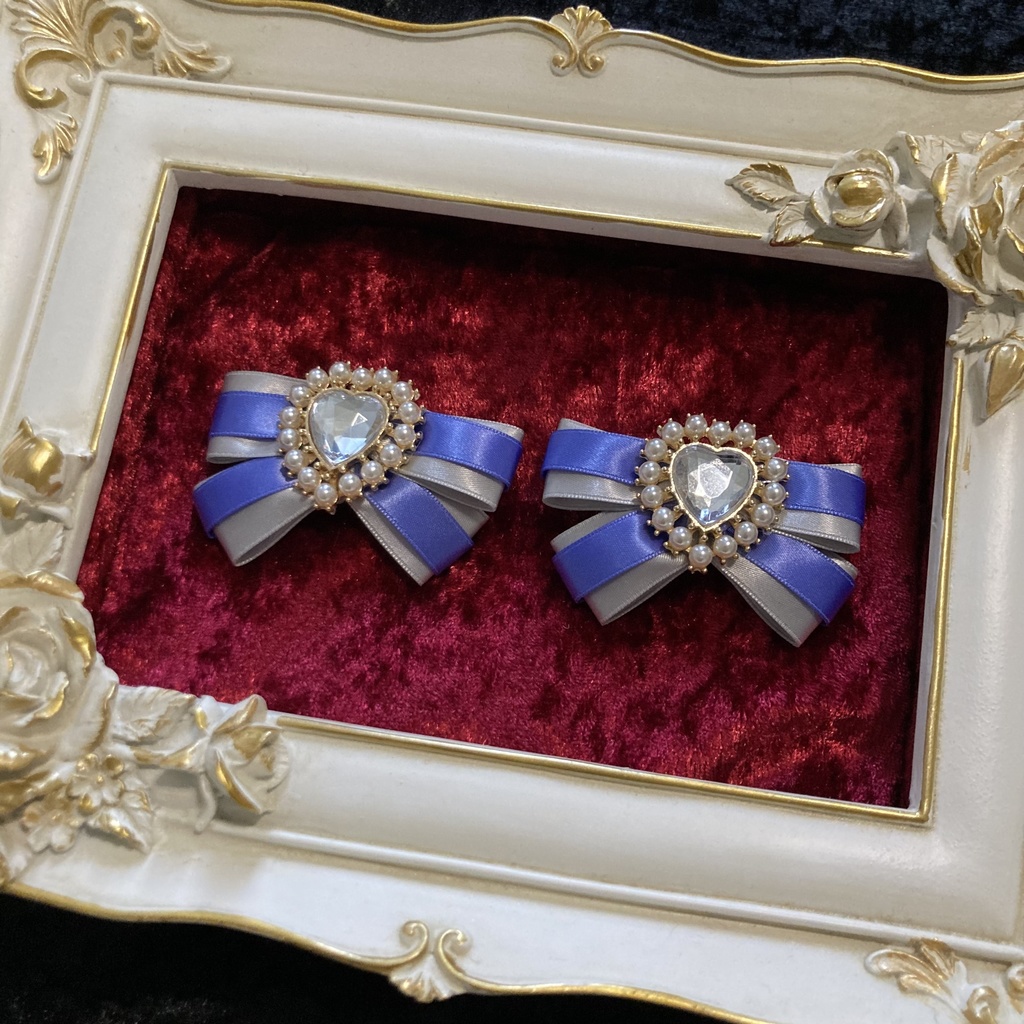 【Pair Ribbon】グレー×シーパープル