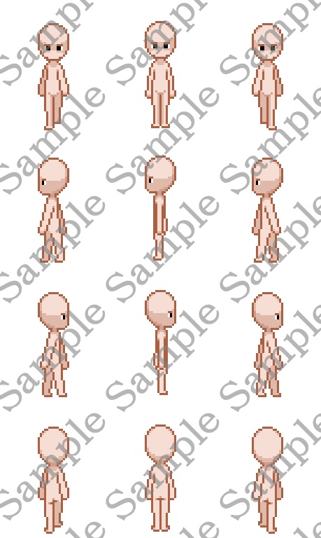 32px×32px向けキャラチップ素材2(4方向3パターン)