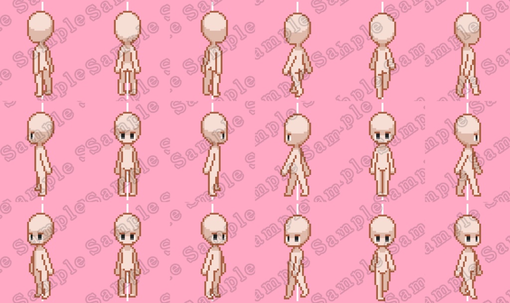 32px向け キャラチップ素体集 8方向3パターン&5パターン