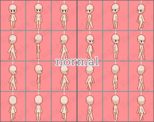 32px向け キャラチップ素体集 8方向3パターン&5パターン