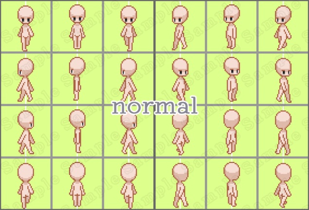 32px向け キャラチップ素体集 8方向3パターン&5パターン