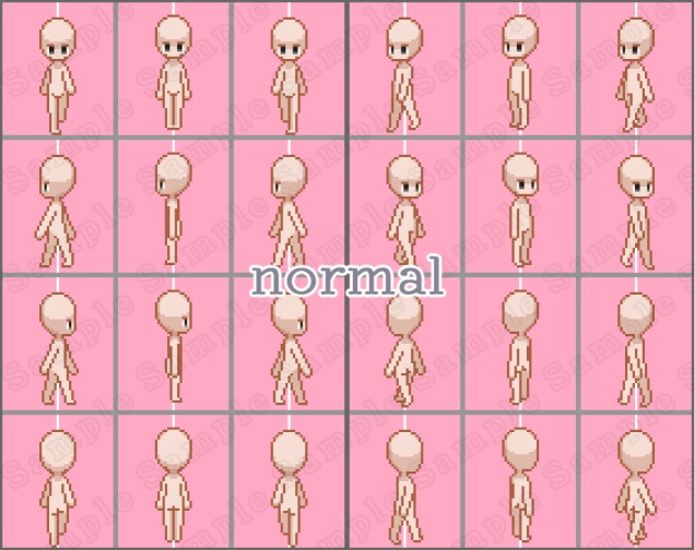 32px向け キャラチップ素体集 8方向3パターン&5パターン