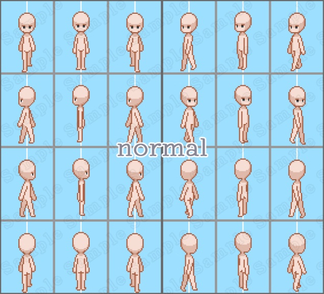 32px向け キャラチップ素体集 8方向3パターン&5パターン