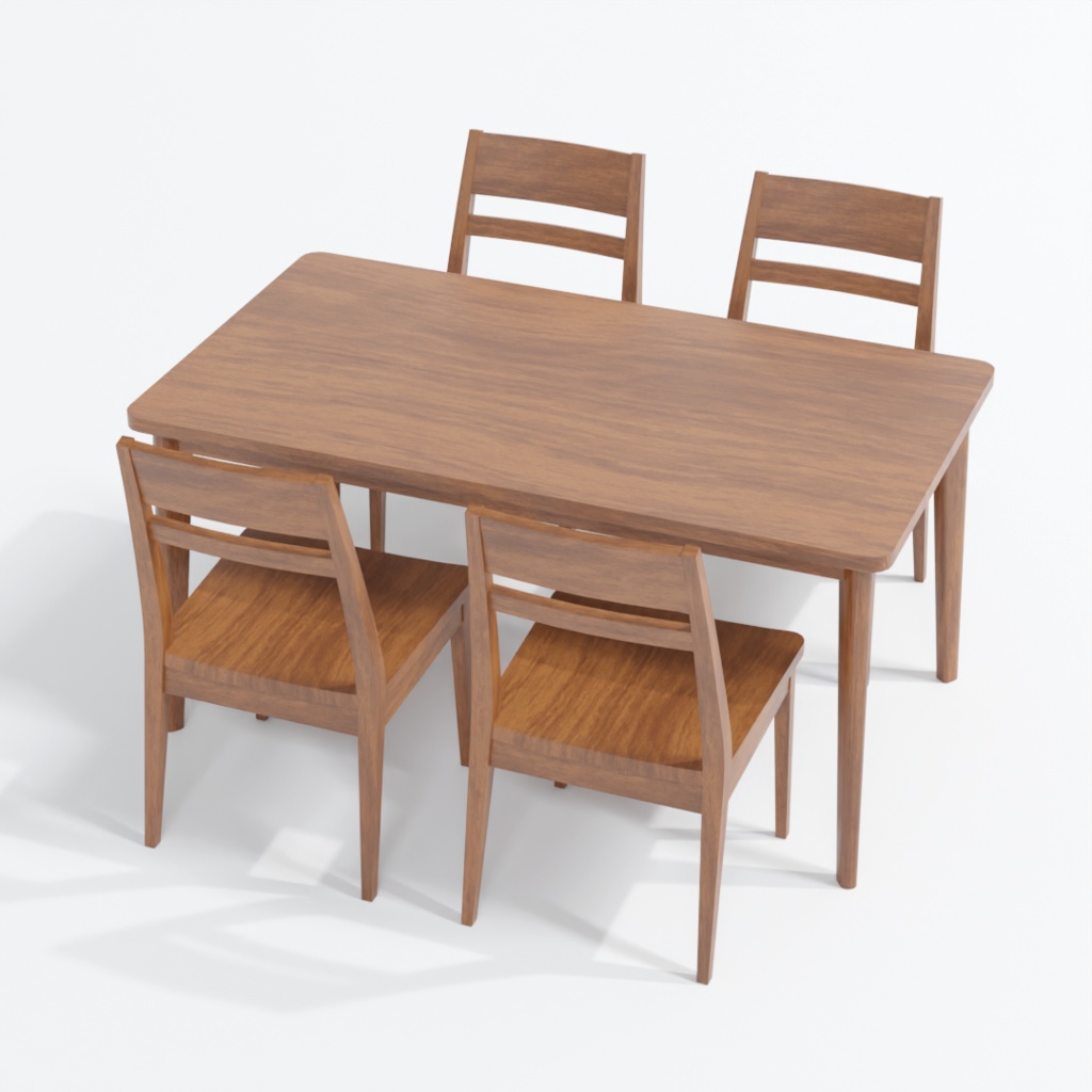 【3D素材_fbx】ダイニングテーブルセット01