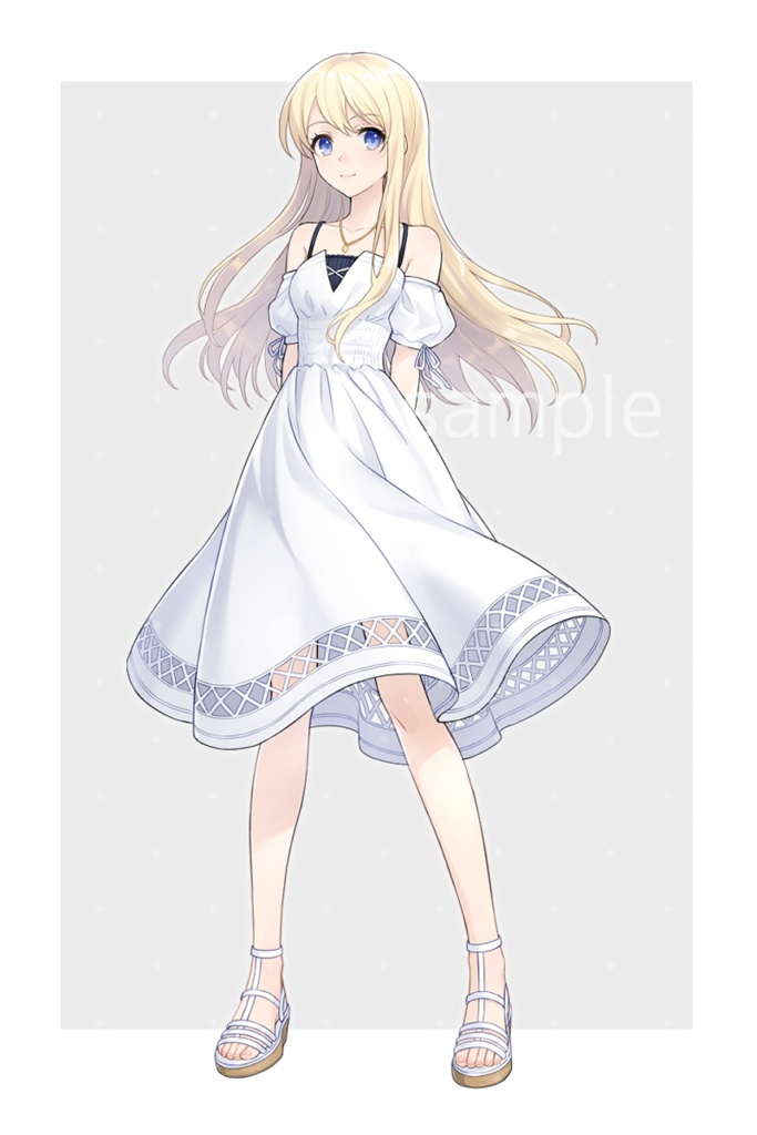 【立ち絵素材】金髪白ワンピース少女
