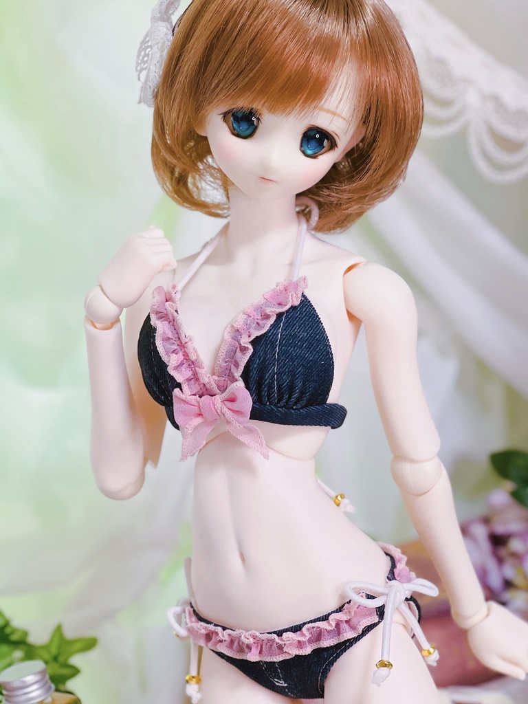 DD デニムビキニ(ピンクフリル)