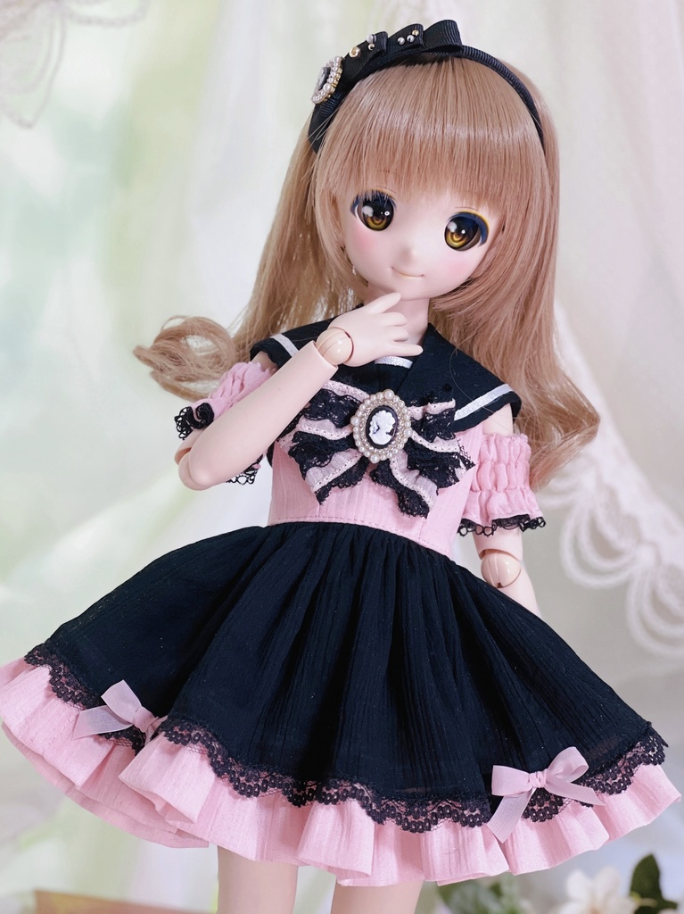 MDD セーラーワンピースセット(ブラック&ピンク)