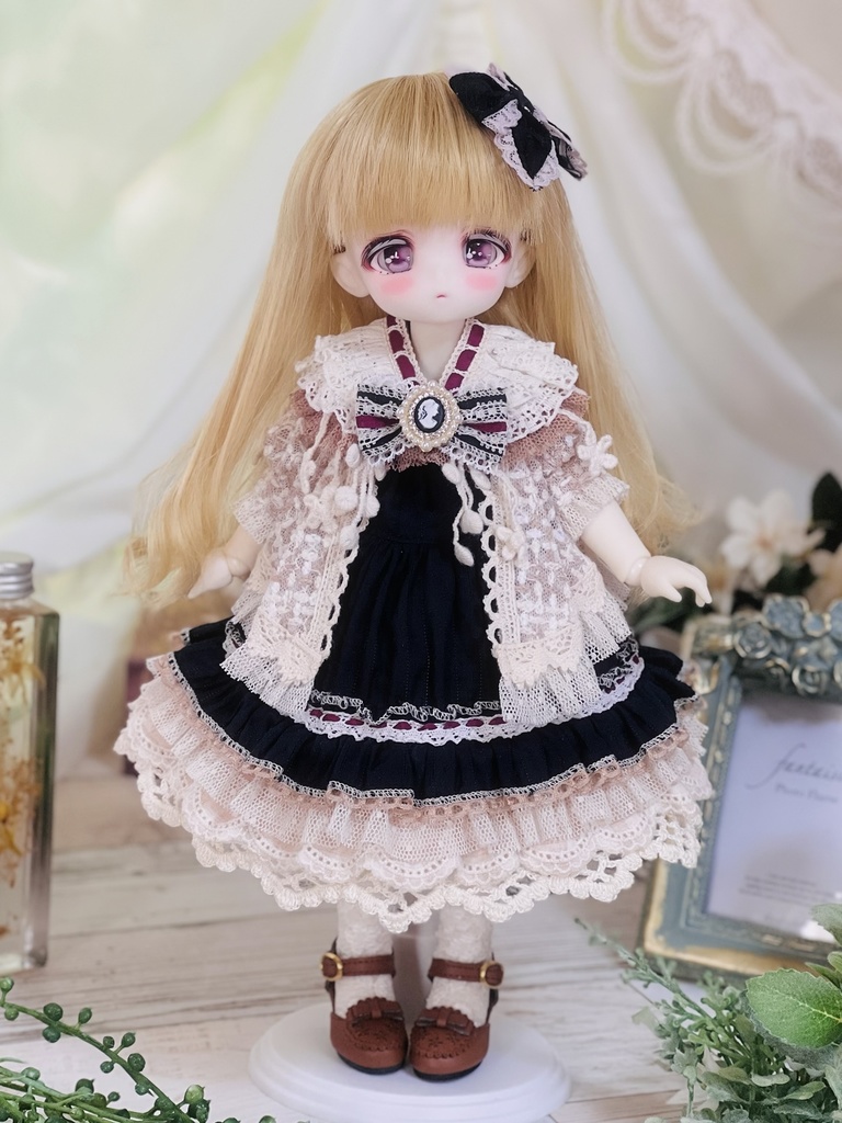 幼SD&TinyFox用 森ガールワンピースセット(ブラック&ピンク)