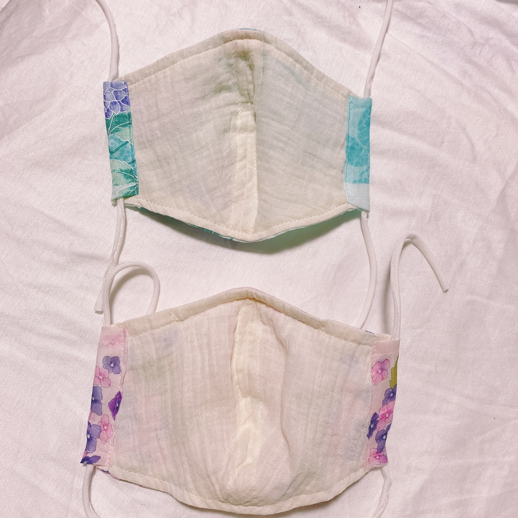 【送料込】立体マスク 紫陽花柄BLUE、PINK