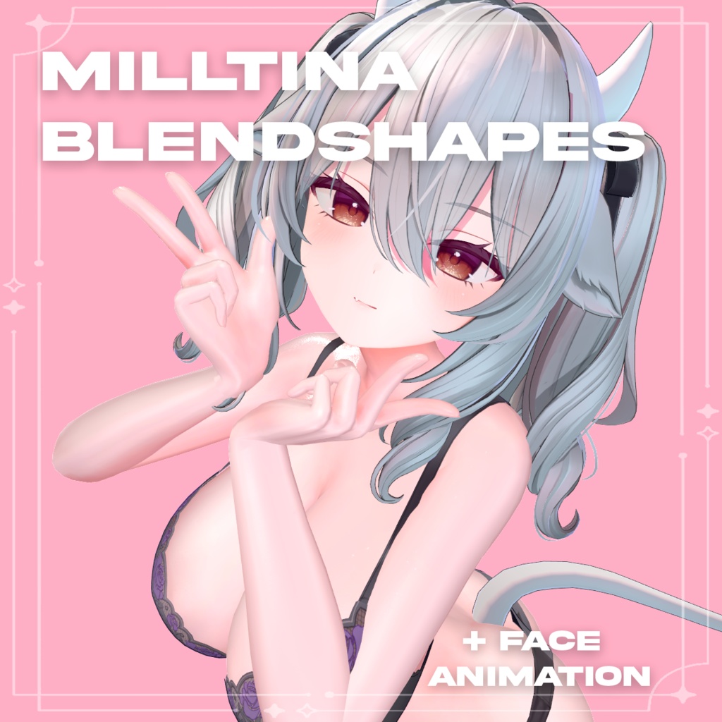 【ミルティナ-Milltina】Simple Milltina Face Blendshape + 7 Face Animations