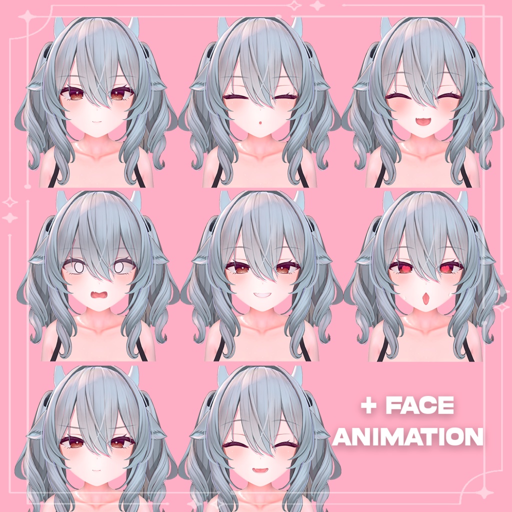 【ミルティナ-Milltina】Simple Milltina Face Blendshape + 7 Face Animations