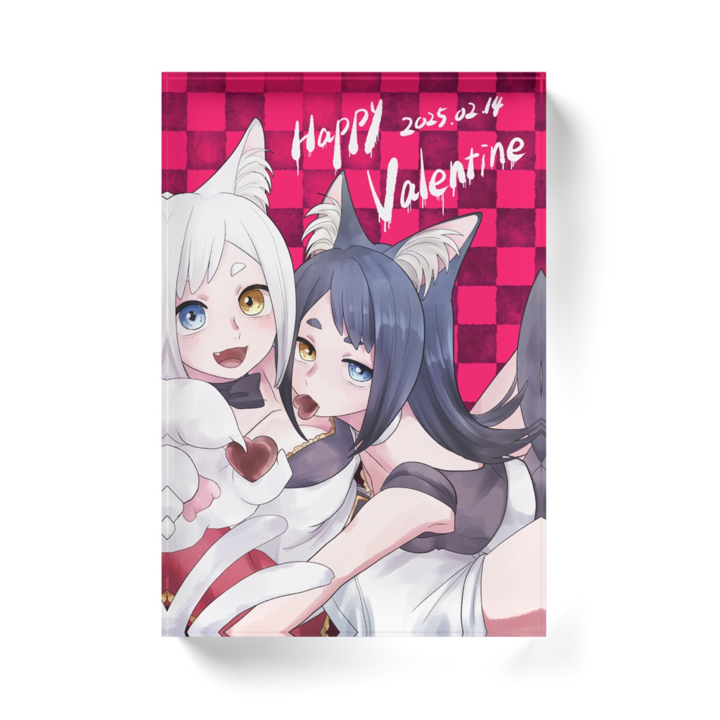 【アクリルブロック】白猫(びゃくみよう)&黒猫(こくびょう)【バレンタイン】