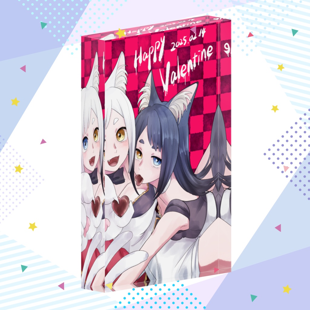 【アクリルブロック】白猫(びゃくみよう)&黒猫(こくびょう)【バレンタイン】