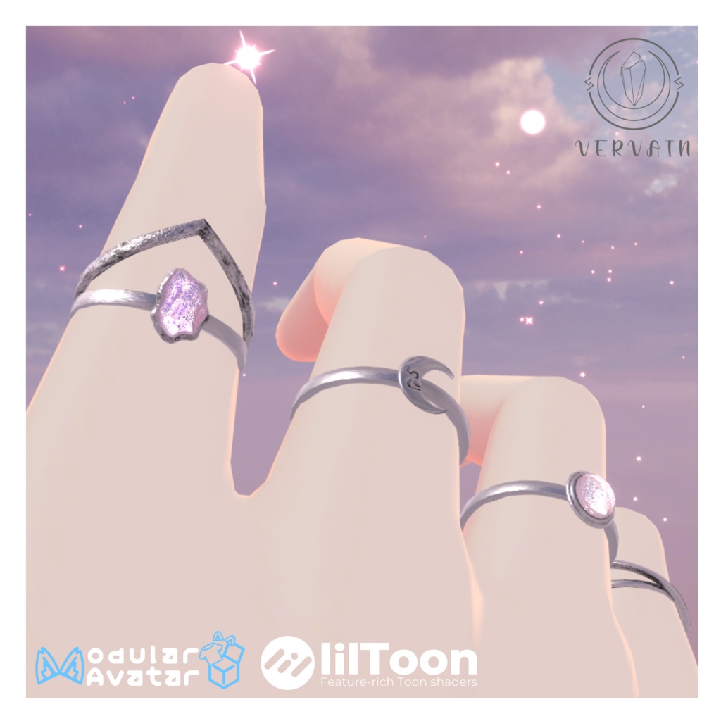 【Modular Avatar 対応】Silver Ring 5種