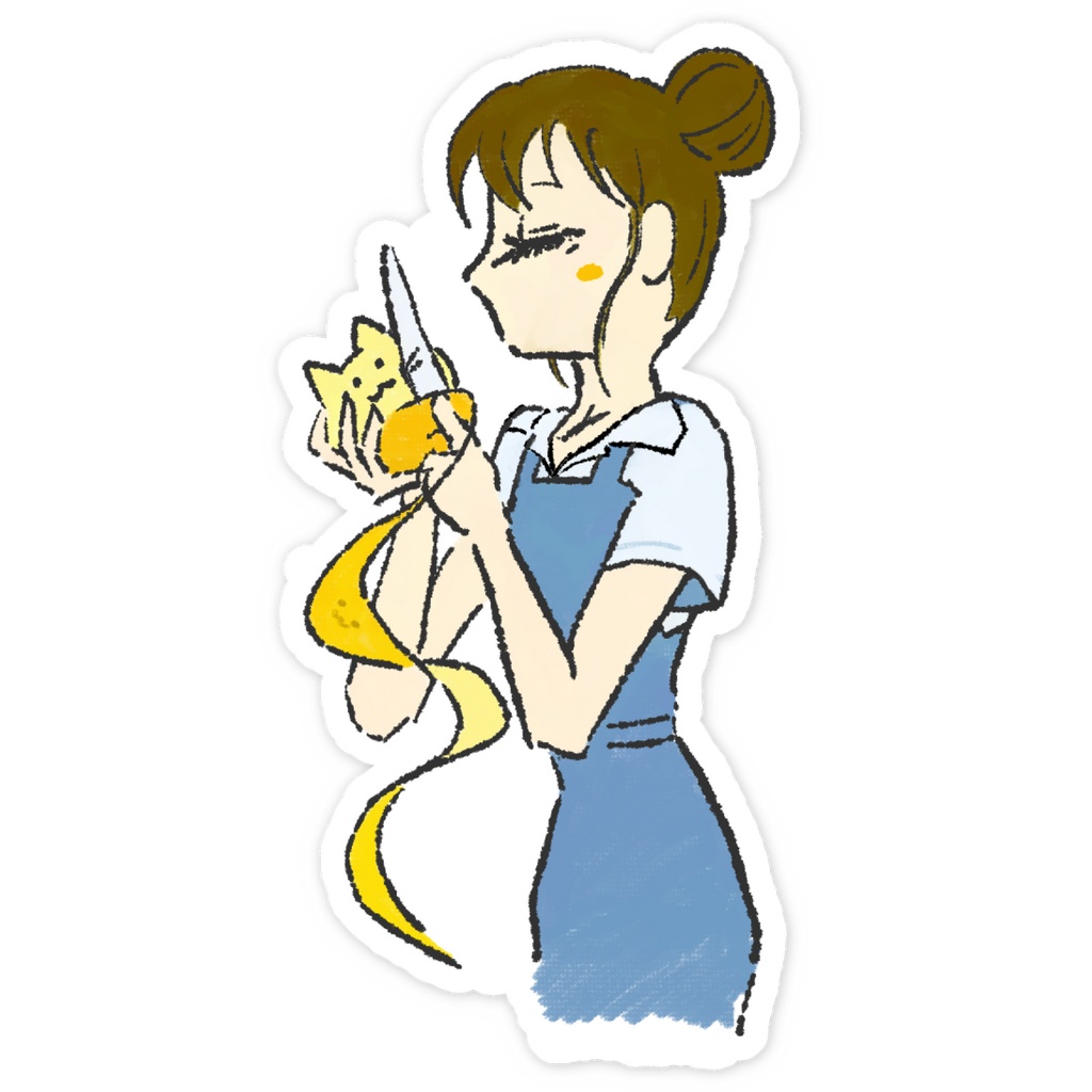 にゃんぷっぷーを剝いてくれるお姉さんのシール