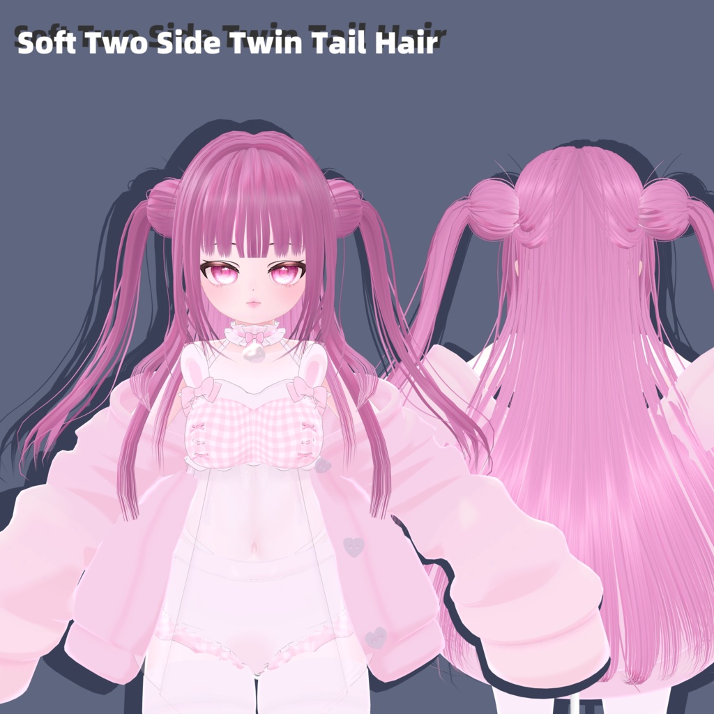 【17avatars】 Soft Two Side Twin Tail Hair【VRCHAT】