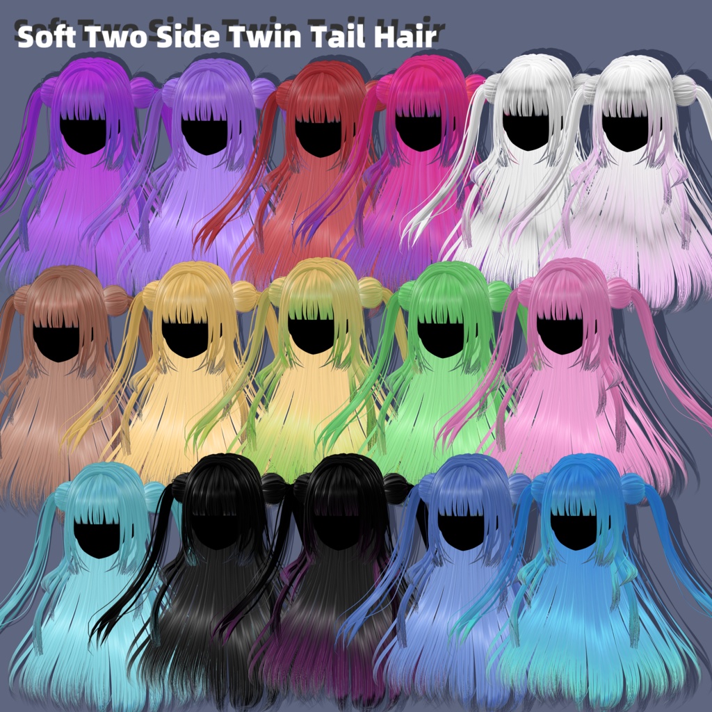 【17avatars】 Soft Two Side Twin Tail Hair【VRCHAT】