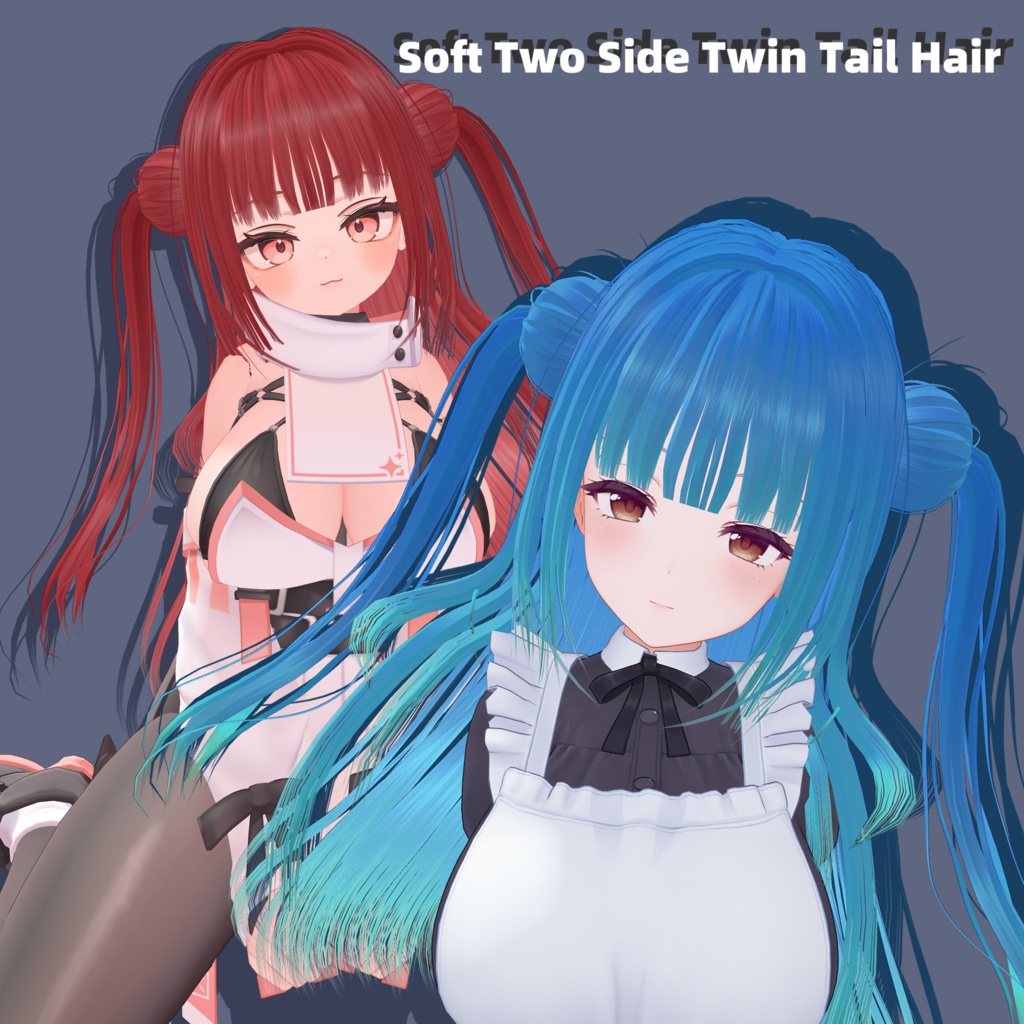 【17avatars】 Soft Two Side Twin Tail Hair【VRCHAT】