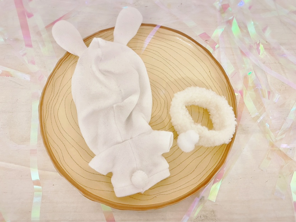 雪うさぎパーカー&雪だるまマフラー(ゴールド)