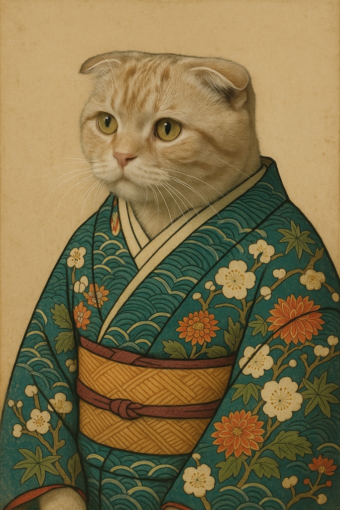 浮世絵風猫