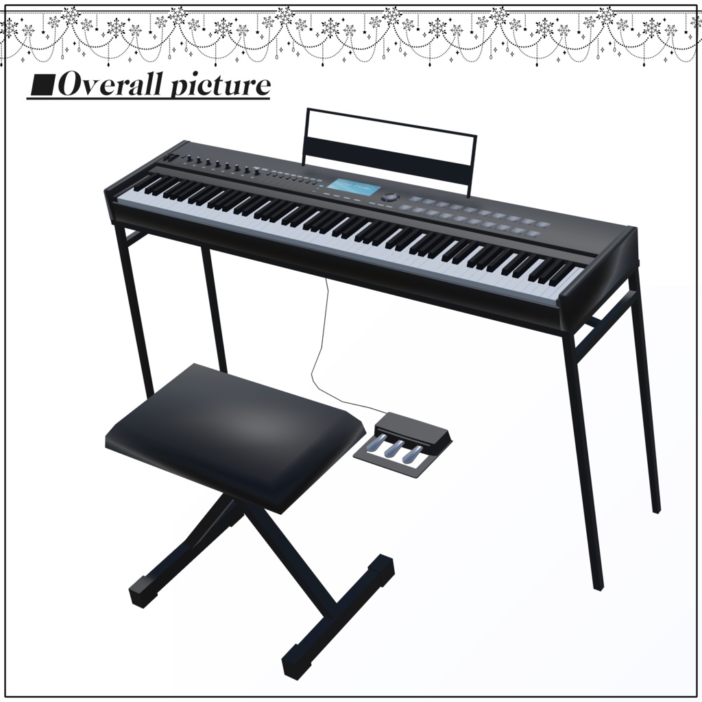 88鍵盤スタンド付きステージピアノ/StagePiano88「VRChat使用想定」ver1.0.0_UV配置参考画像追加版