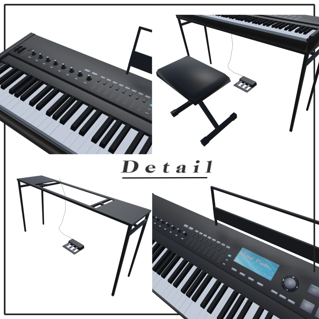 88鍵盤スタンド付きステージピアノ/StagePiano88「VRChat使用想定」ver1.0.0_UV配置参考画像追加版