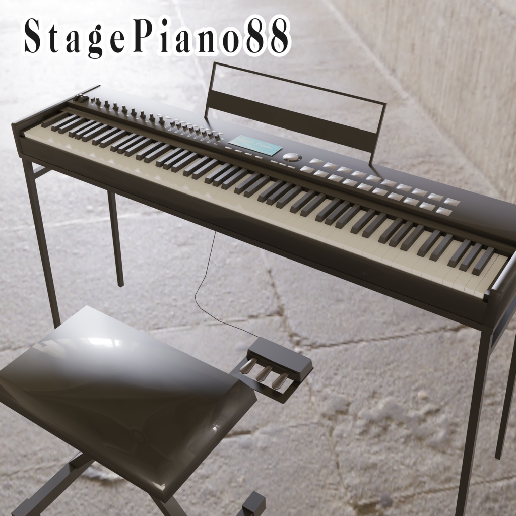 鍵盤スタンド付きステージピアノ Stagepiano Vrchat使用想定 Ver1 0 0 Uv配置参考画像追加版 Atelierめたもきゅ Booth
